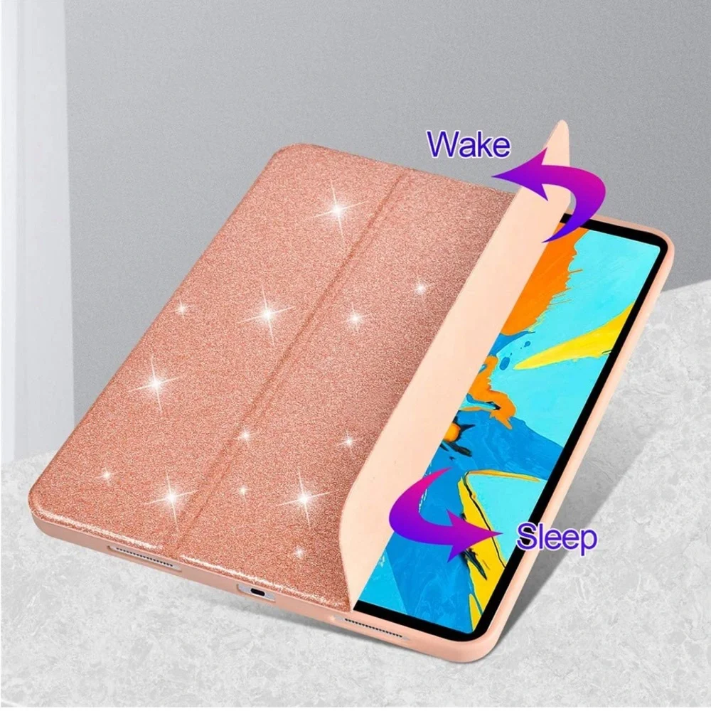 Case for iPad Air 4, 4th Generation 10.9”2020 w/pencil holder -Sparkly Rose Gold